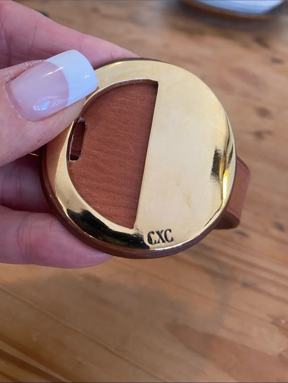 CXC Gold & Brown Leather Disc Bracelet - Chic Style